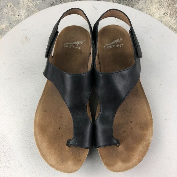 Dansko Women's Size 39 (8.5-9) Reece Black Waxy Leather Slingback Sandals - Picture 3 of 16